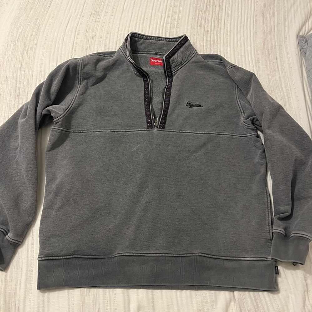 Supreme Gray Half-Zip Sweater